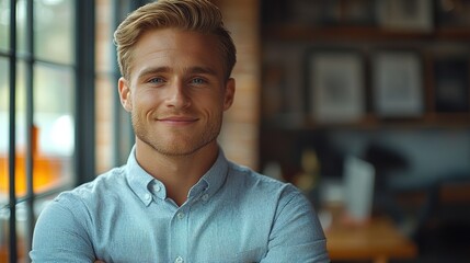 Fototapeta premium Professional male Workplace Portrait, for Corporate Promotion, Business Resume, Workplace Social Scenarios