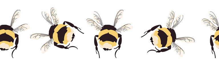 Bee icon border. Bee silhouette symbol. Bee border isolated on white background