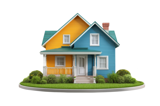 3d colorful minimalist home icon style isolated on transparent background.