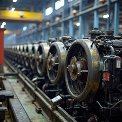 Fototapeta premium ship engines under construction AI generated