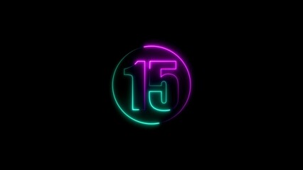 Neon 15 sign against black background perfect for countdown advertising or digital design