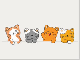 Hand Drawn vector illustration character design  cute cats 