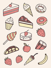 Icon sheet about desserts