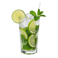 Fresh mojito cocktail with lime and mint