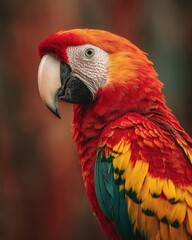 Fototapeta premium Close-up of vibrant macaw, profile view