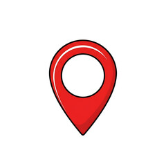 Red map location pin symbol isolated on transparent background