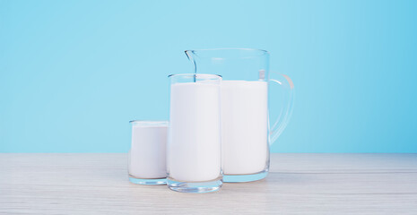 Transparent Glass Milk Set with Glass Pitcher 