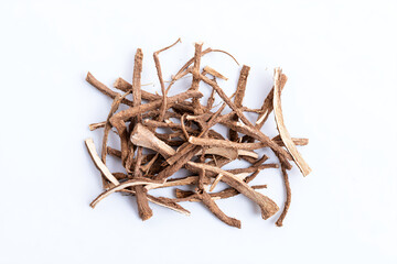 Fototapeta premium a pile of dried wood chips on a white surface