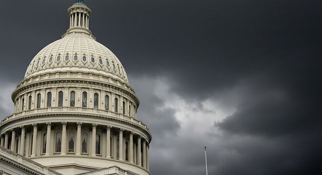 Fototapeta The US Capitol Building Under Dramatic Stormy Weather Conditions