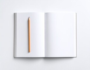 Open notebook with a pencil, ready for writing or sketching on a white background.