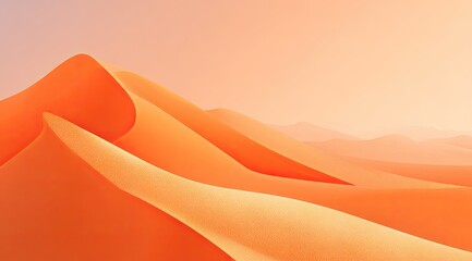 Desert dunes bathed in warm light.  Soft, orange hues dominate the landscape