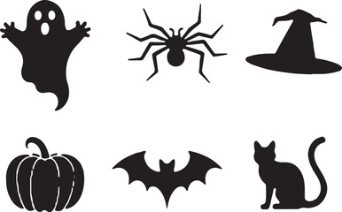 Obraz premium Spooky Halloween silhouette elements for party invitations and decorations