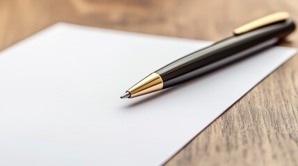 Pen is sitting on a sheet of white paper