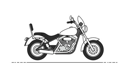 Obraz premium Cruiser motorcycle illustration in black and white side view