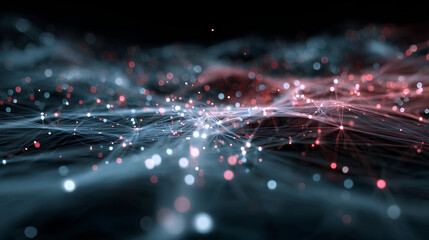 Big data artificial intelligence machine learning neural network flow complex information science innovation technology data analysis visualization cyberspace future. 3d rendering. Stock Illustration.