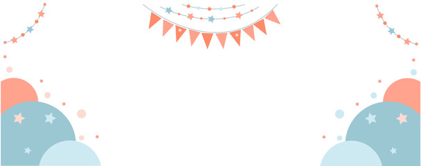 Template for a simple cute style congratulatory banner on the occasion of a child's birth with a blank space for text