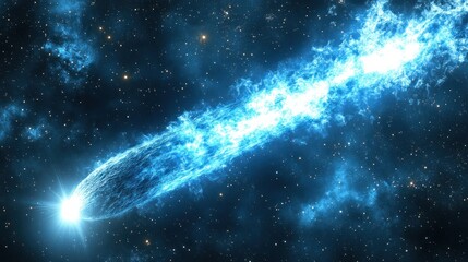 Obraz premium Cosmic blue comet streaking