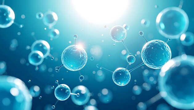 Abstract Molecular Structures in Blue, Illustrating Science and Technological Advancements