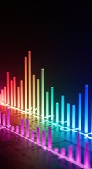 Colorful Digital Sound Wave Visualization with Neon Lights in Dark Background