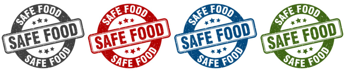 safe food stamp. safe food round stamp set isolated on white background
