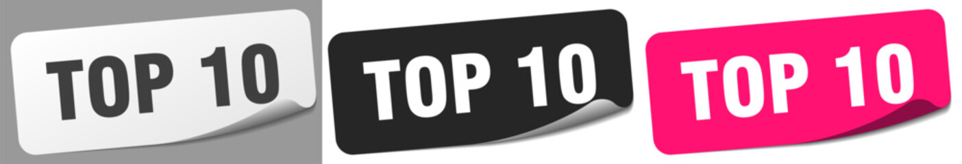 top 10 sticker. top 10 sticker set on white background