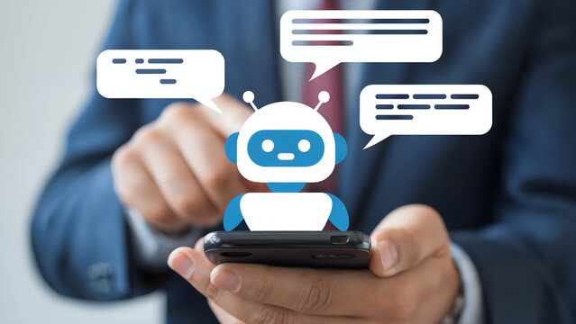 Engaging with AI chatbot on smartphone for seamless communication and support