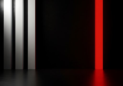 Vertical red and white light bars on black background