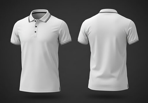 White polo shirt front and back view mockup