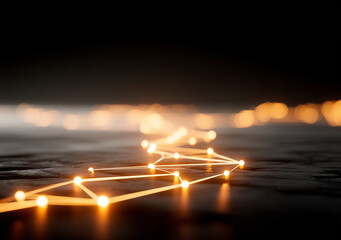 Glowing Network Path on Dark Surface