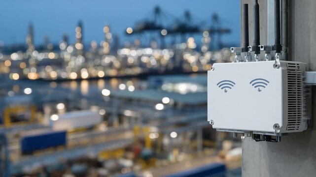 Rugged industrial edge computing devices for real-time environmental monitoring, mounted on factory walls to manage sensor networks efficiently.
