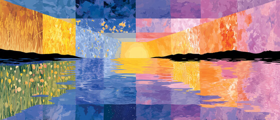 Abstract Color Palette Landscape Reflected