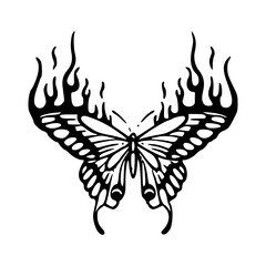 flaming butterfly vector tattoo design