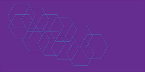 Abstract purple background with hexagons.  Abstract blue hexagon or digital technology background. Vector abstract graphic design banner pattern presentation background web template.