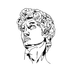 hand-drawn sketch of Michaelangelo's David statue