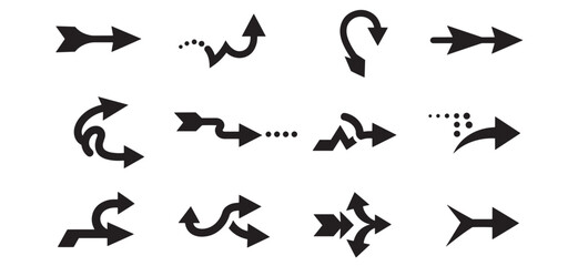 Obraz premium Collection of various modern and stylish arrow icons in black and white for design