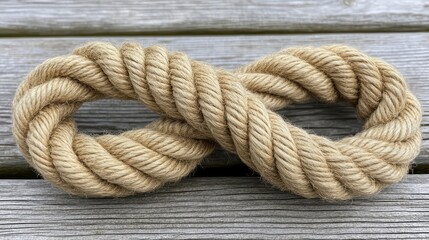 Rope is tied in a knot, forming an infinity symbol