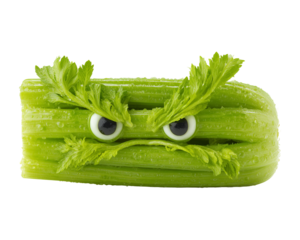 Funny celery creature with googly eyes
