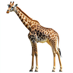 Naklejka premium Giraffe with long neck and patterned spots isolated on white