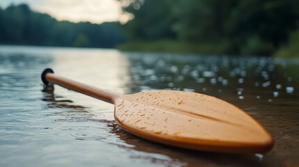 Paddle is laying on the water