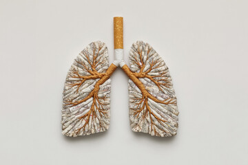 human Lungs formed by cigarettes, white background