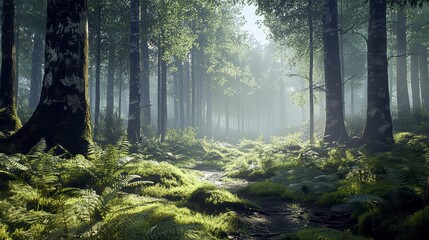 Fototapeta premium Forest with a path through it