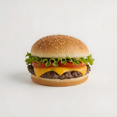 Classic Hamburger with White Backdrop