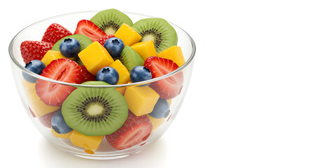 Colorful Mixed Fruit Salad on White Background