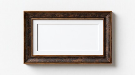 Fototapeta premium Empty, ornate, brown wooden picture frame