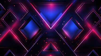 Vibrant neon geometric shapes illuminate a modern background with captivating designs in a dynamic display of colors and forms