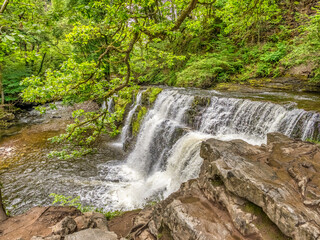 Sgwd y Pannwr, also known as the Fall of the Fuller, is one of the waterfalls on the Four Falls Trail, Brecon Beacons National Park, Wales, UK