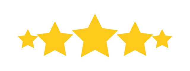 Five star rating vector illustration in flat style, perfect for reviews, quality ranking, customer feedback, or online score indicators for apps or sites