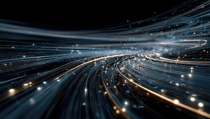 Abstract swirling lines of light, streaks, and particles