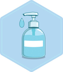 Fototapeta premium Hand Sanitizer Dispenser Hexagon Icon Flat Medical Badge for Hygiene, Healthcare Apps Infographics