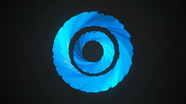 Abstract blue spiral design on a dark background animated loop